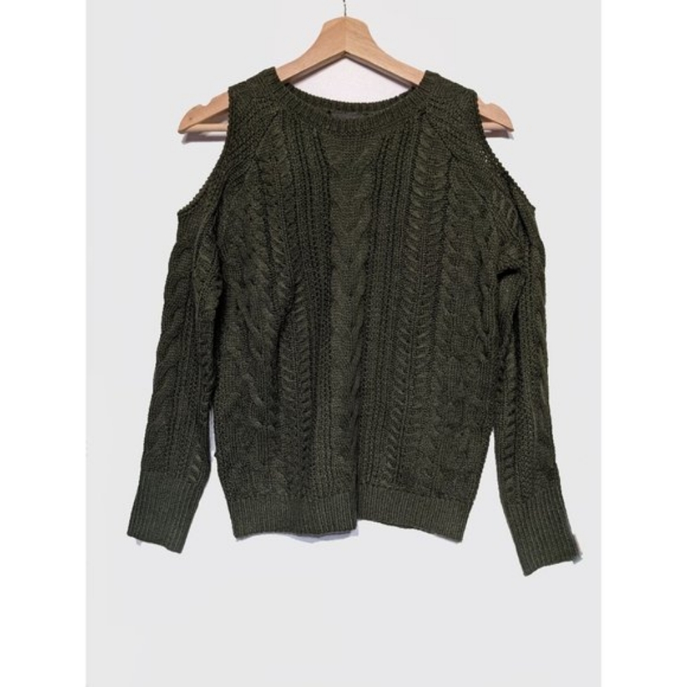 $10 Aqua | Cable-Knit Cold-Shoulder Sweater